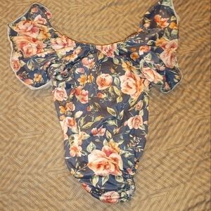 Grey Floral Flutter Sleeve Onesie